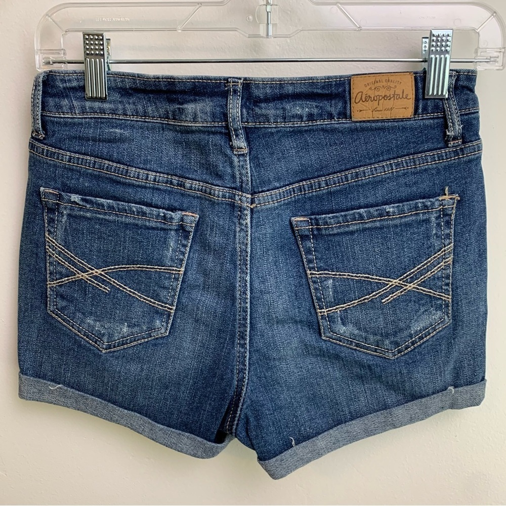 Aeropostale Medium Wash High Rise Shorty Jean Shorts - Picture 2 of 9